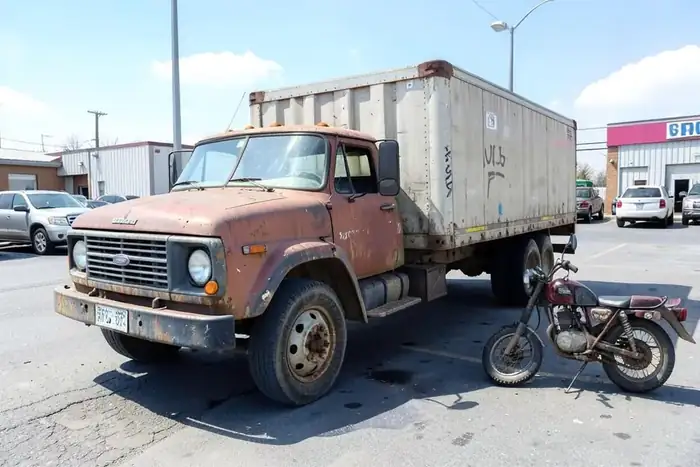 Tow truck clearing multiple junk vehicles from a North Philadelphia lot